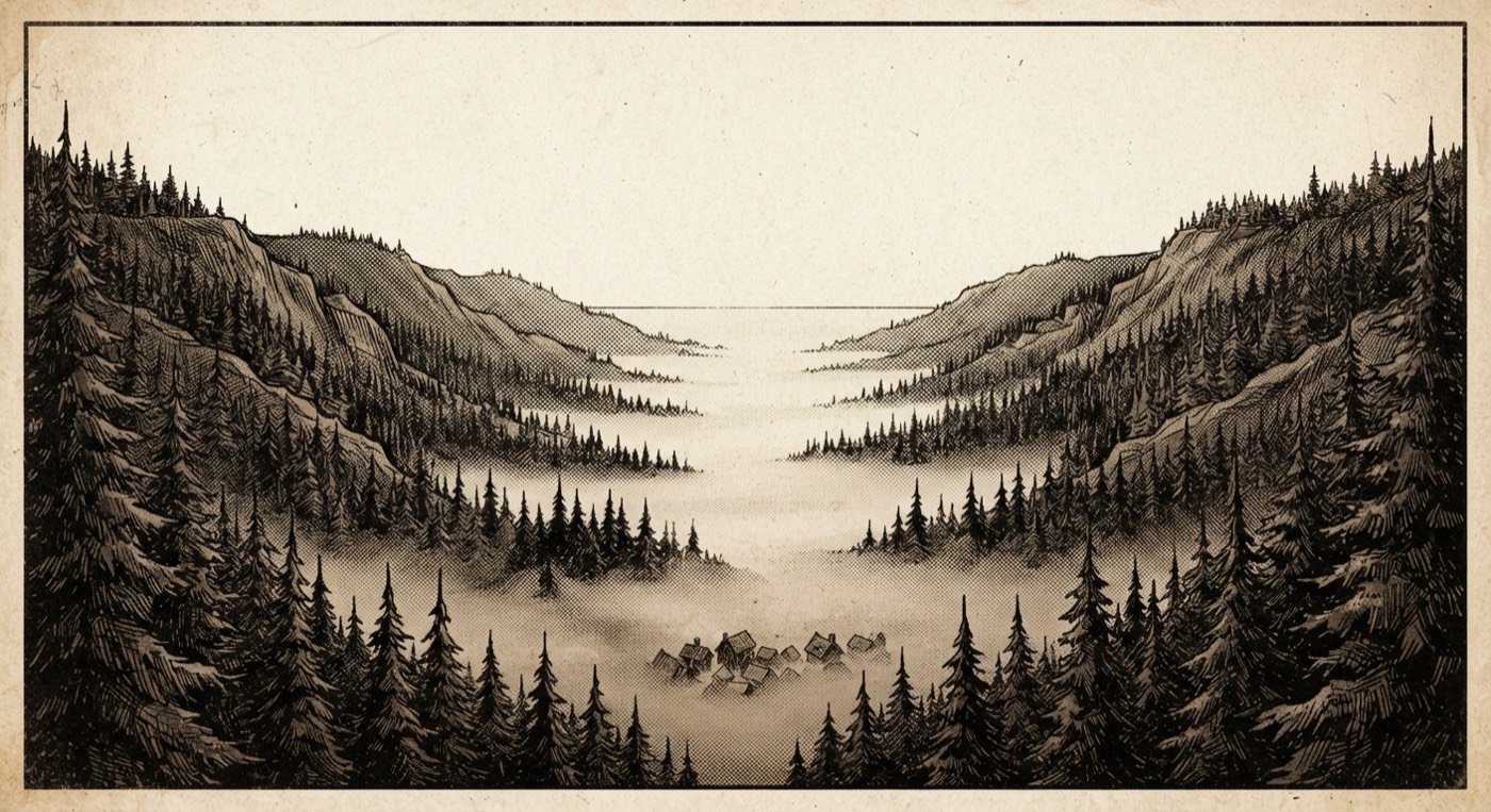 The valley under fog