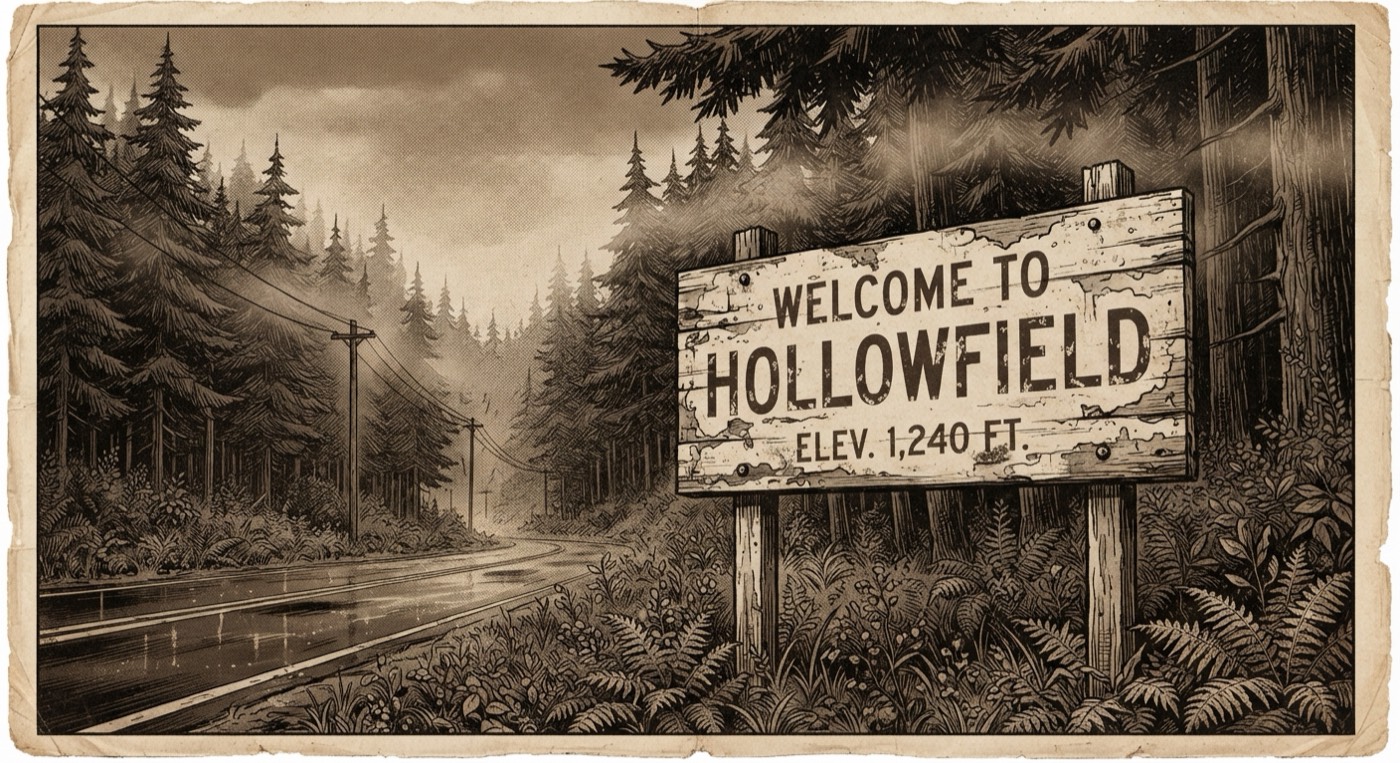 The county road into Hollowfield